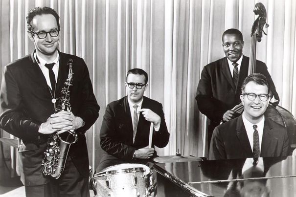 Das Dave Brubeck Quartet 1961 mit Paul Desmond, Joe Morello, Gene Wright und Dave Brubeck.