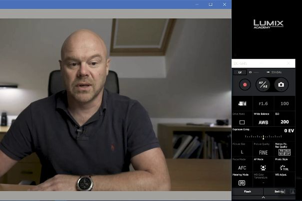 Panasonic Lumix-Tether-Software im Live-View-Modus ohne grafische Anzeigen.