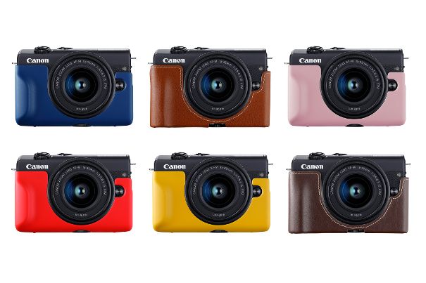 Farbe, wechsle dich: Für die Canon EOS M200 gibt es verschiedene farbenfrohe Fronthüllen.