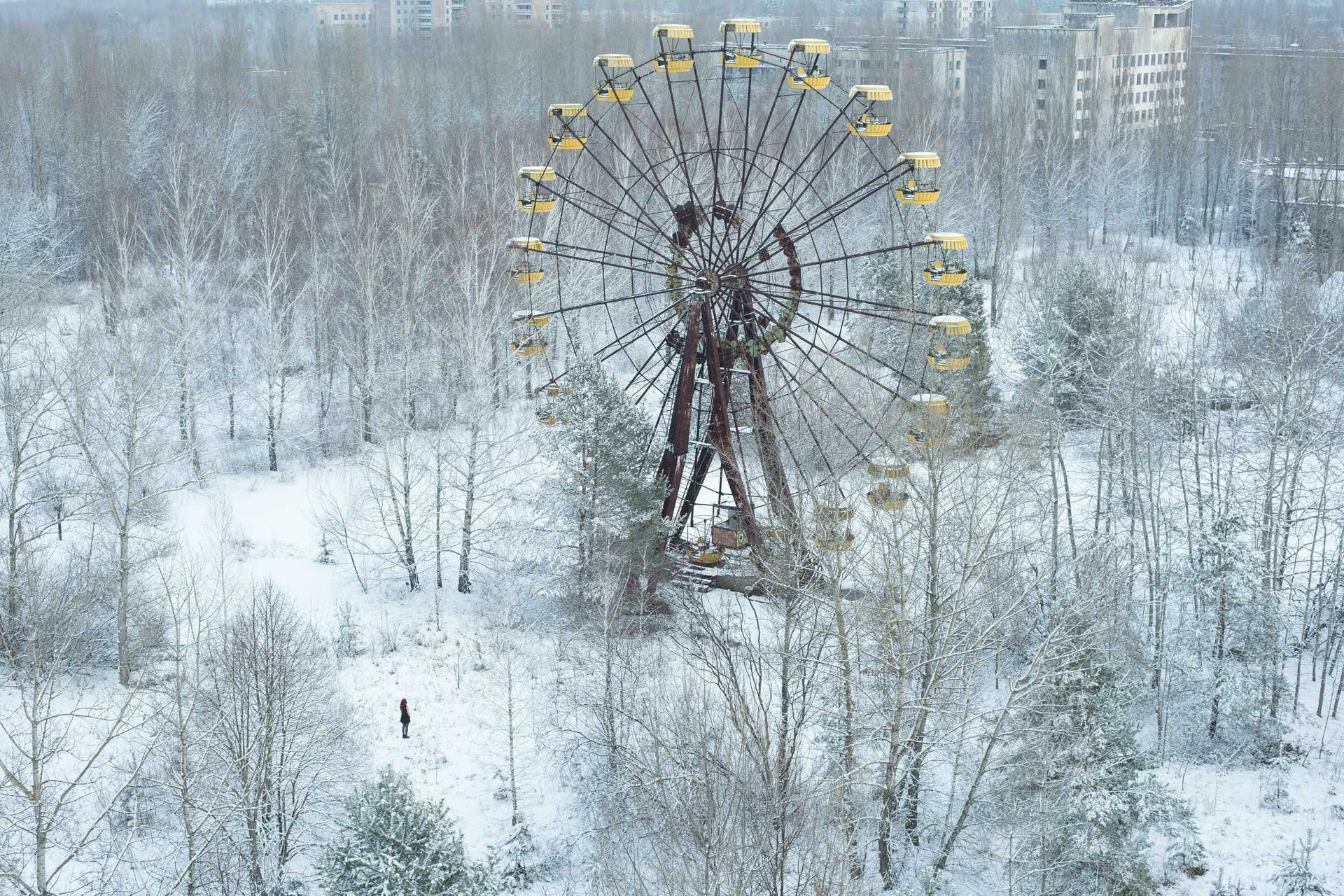 Kindertraum: Der letzte Tag in Prypjat. Die durch Schneefall entstandene verträumte Atmosphäre veränderte Prypjat von Grund auf.
