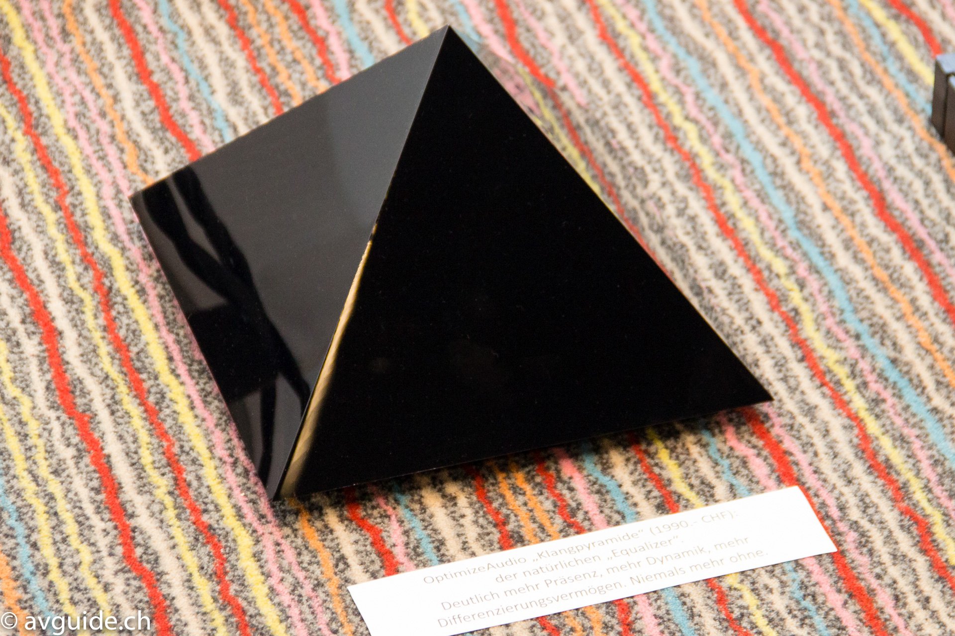 Auch das hat an der High End Swiss Platz. Die "Klangpyramiden" von Optimize Audio sollen das Klangbild akzentuieren und zu mehr Lebendigkeit und Dynamik verhelfen. Kostenpunkt 1900 Franken.