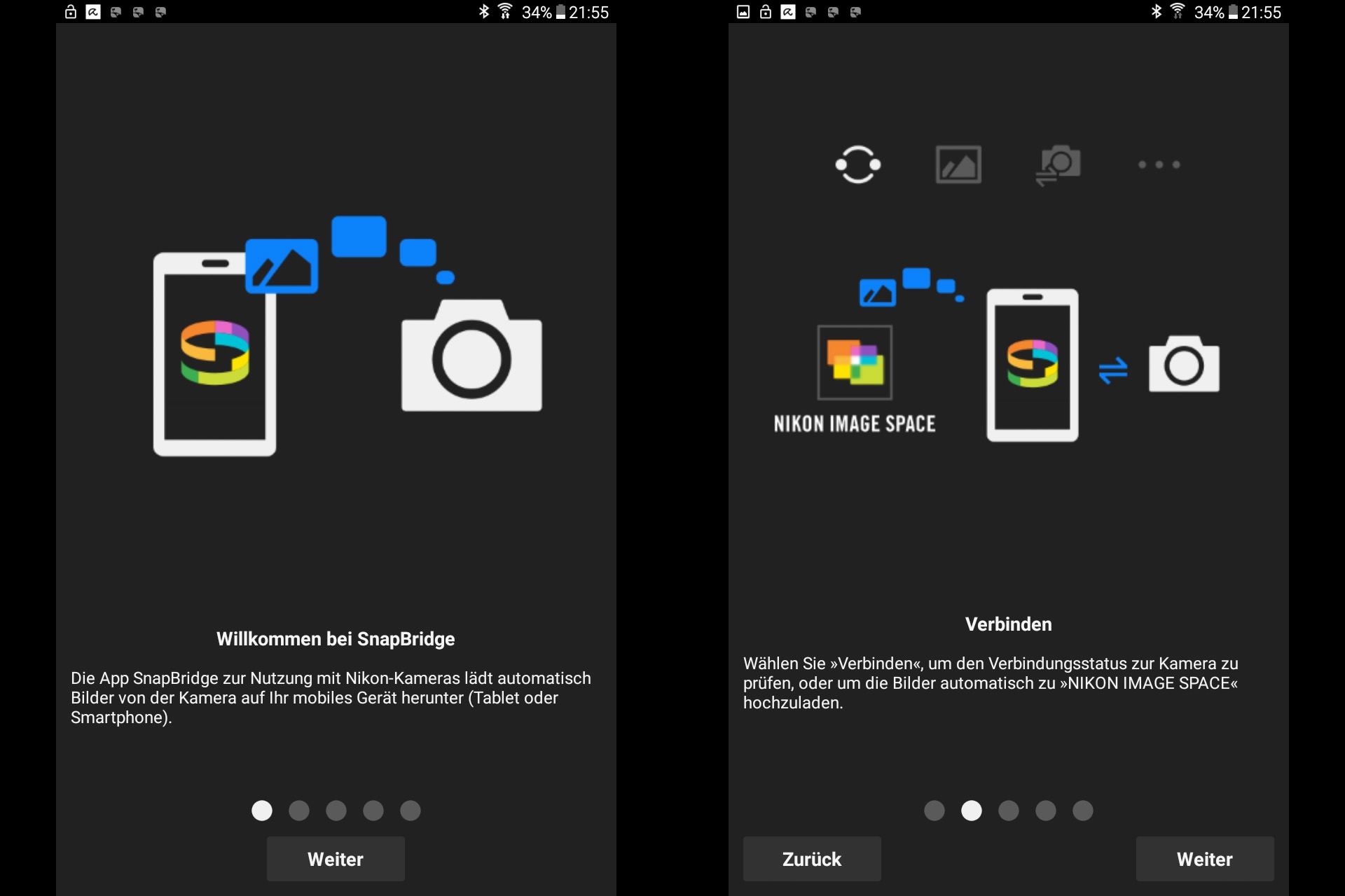 Nikon D7500: Installation der SnapBridge-App für die Verbindung zwischen Kamera und Smartphone. 