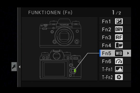 Fujifilm X-H1: Menü zur Anpassung der Funktionstasten.