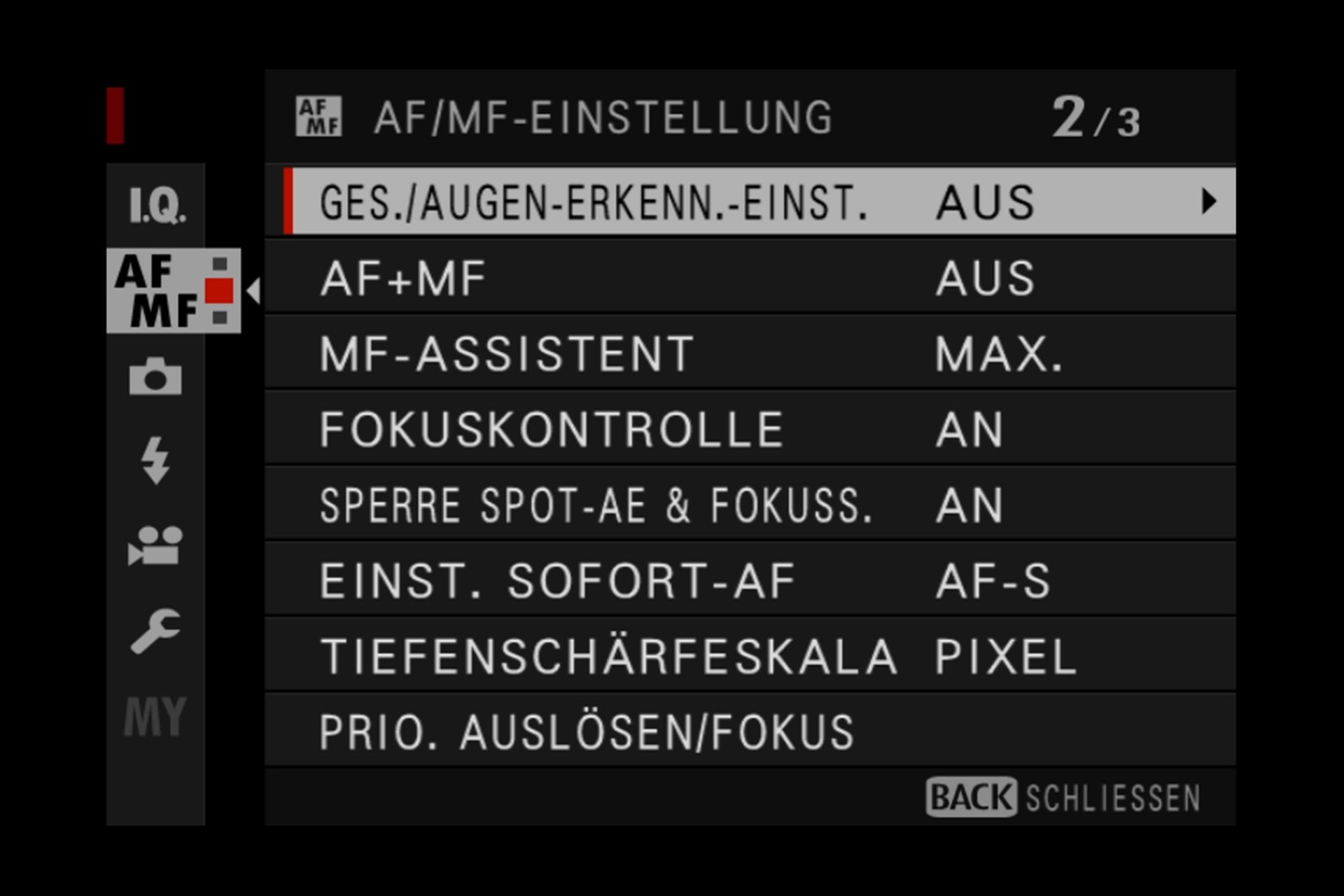Autofokus-Einstellungen.