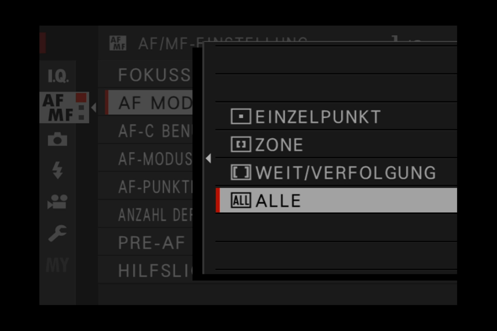 Autofokus-Feldgrössen.