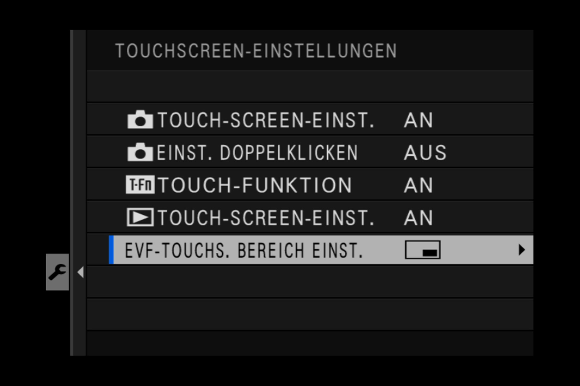 Touchscreen-Einstellungen.