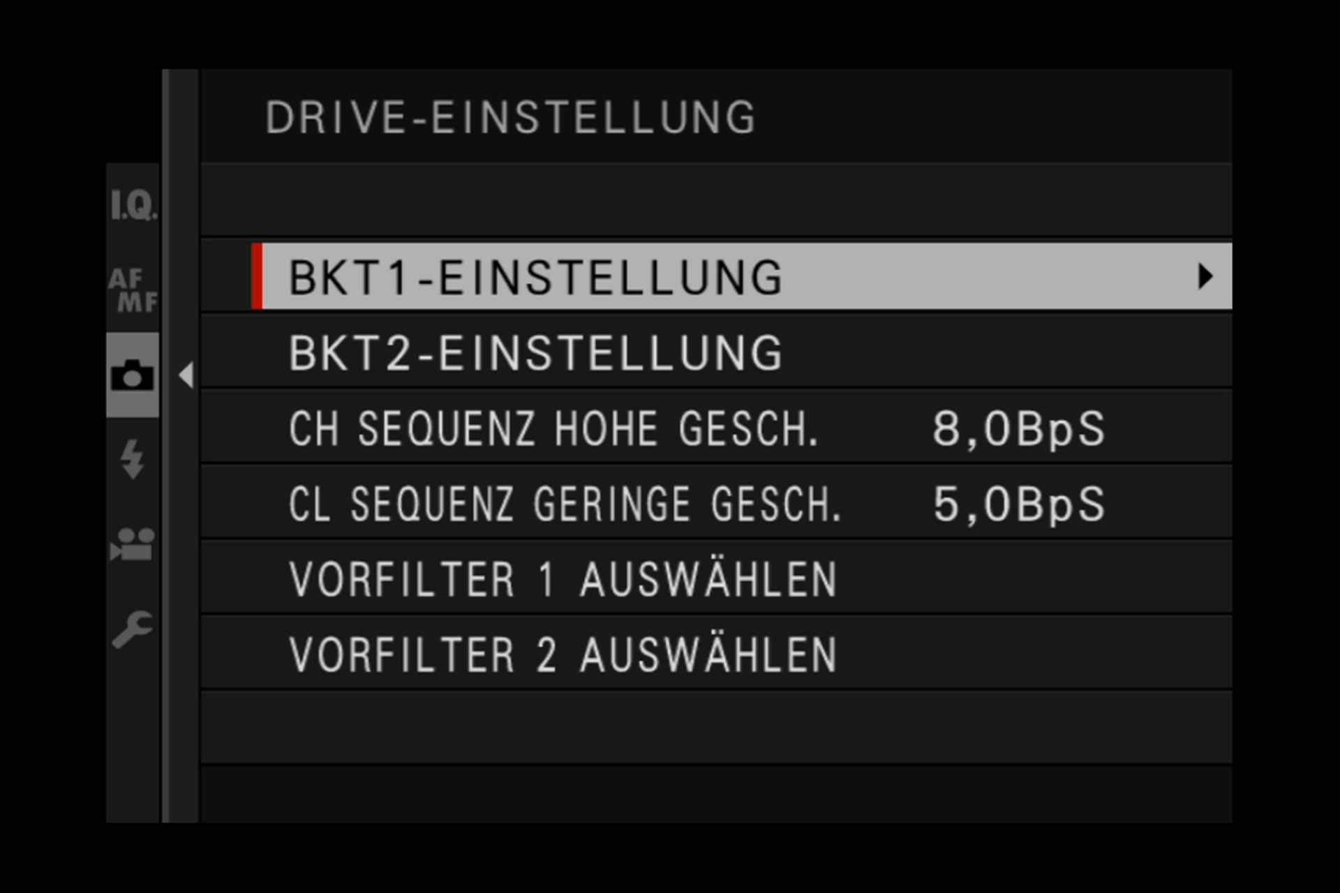 Voreinstellungen für das Drehrad.
