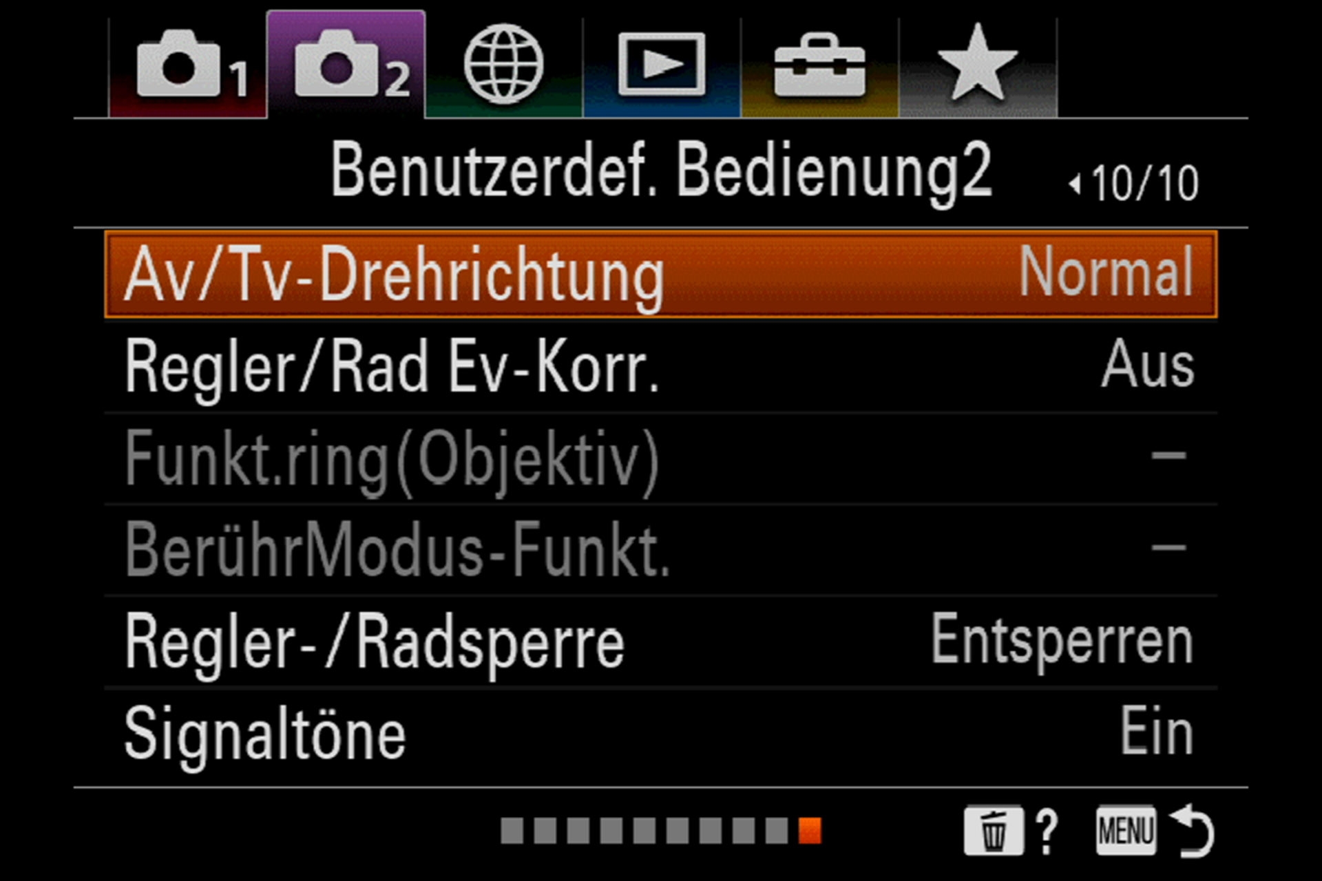 Drehrichtungs-Bestimmung für Blenden- und Shutter-Tasten.