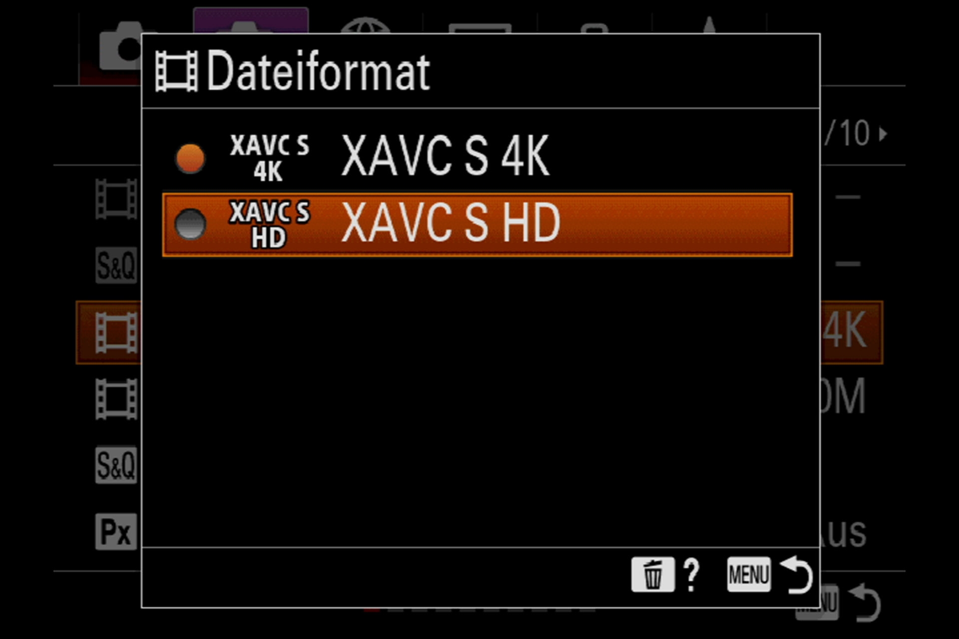 Die übersichtliche Videoformat-Auswahl.