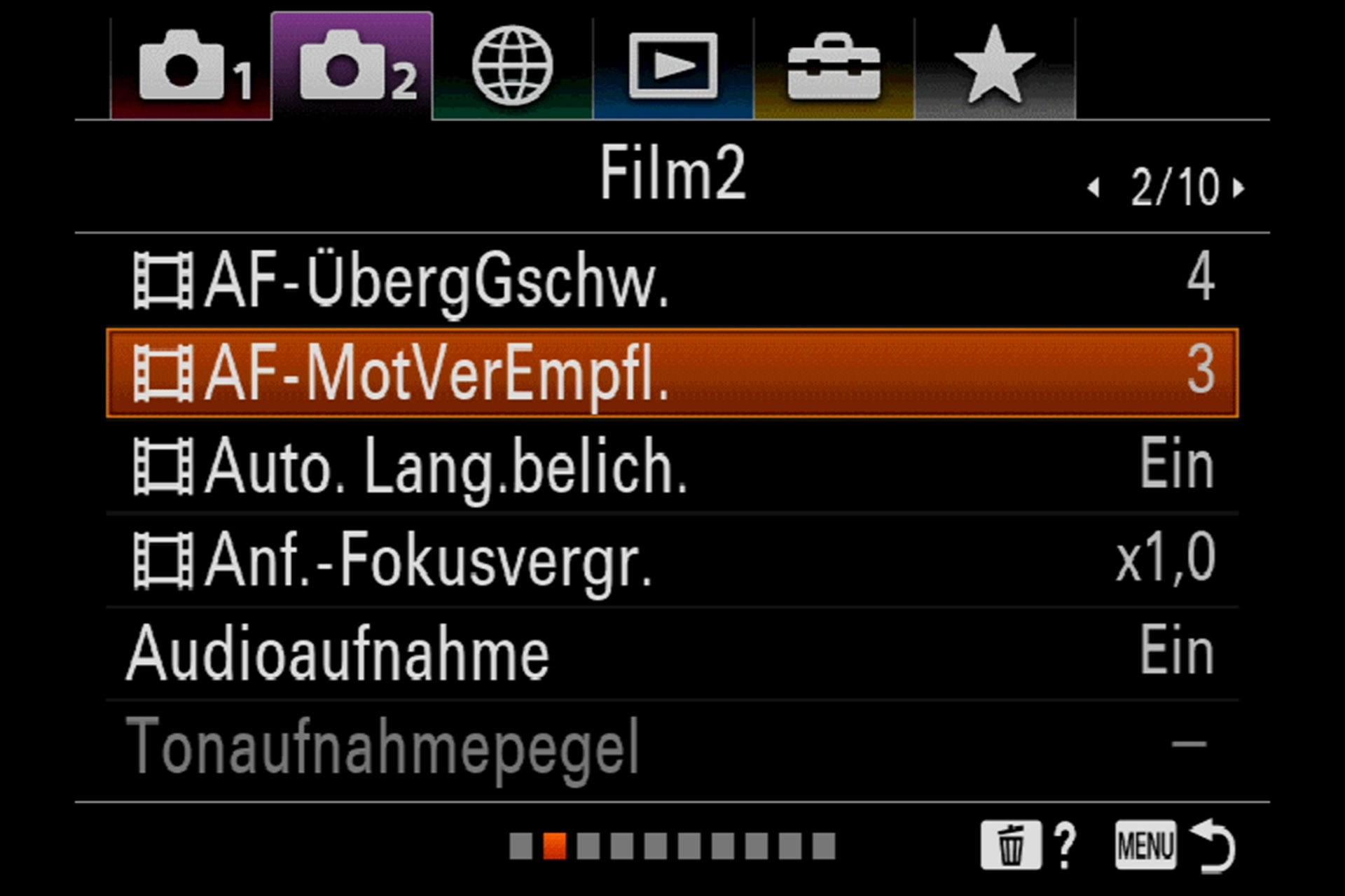 Anpassung des AF-Verhaltens beim Filmen.