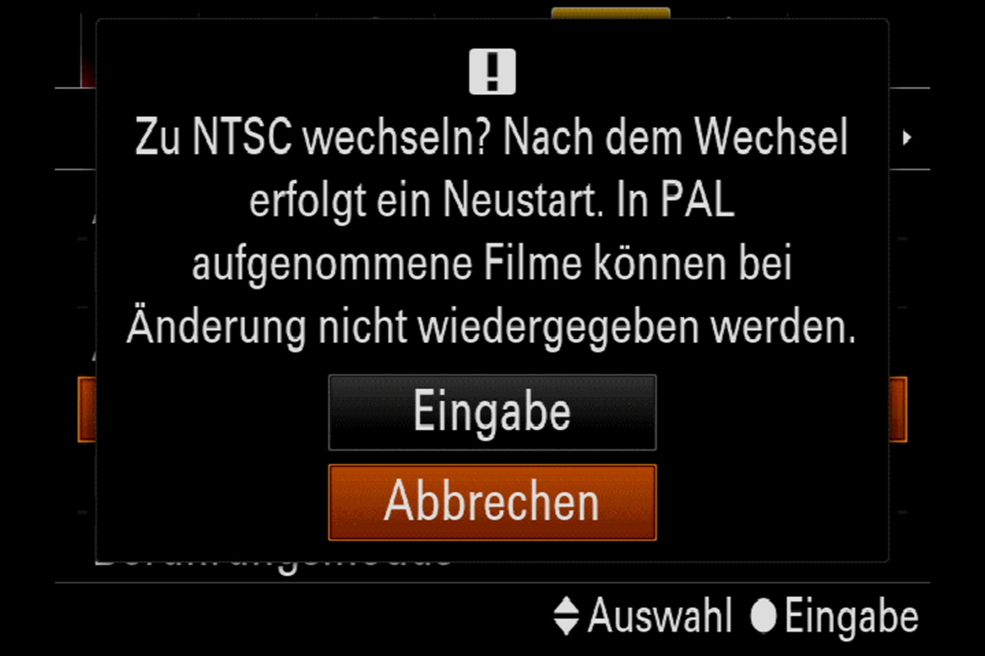 PAL/NTSC-Umschaltung: Zum Glück wird die Karte nicht mehr neu formatiert wie noch bei der Alpha 7 III.