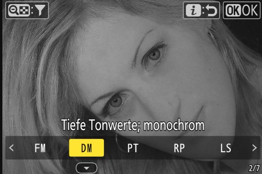 Nikon Z50II «Picture-Control»-Konfiguration: Tiefe Tonwerte; monochrom.