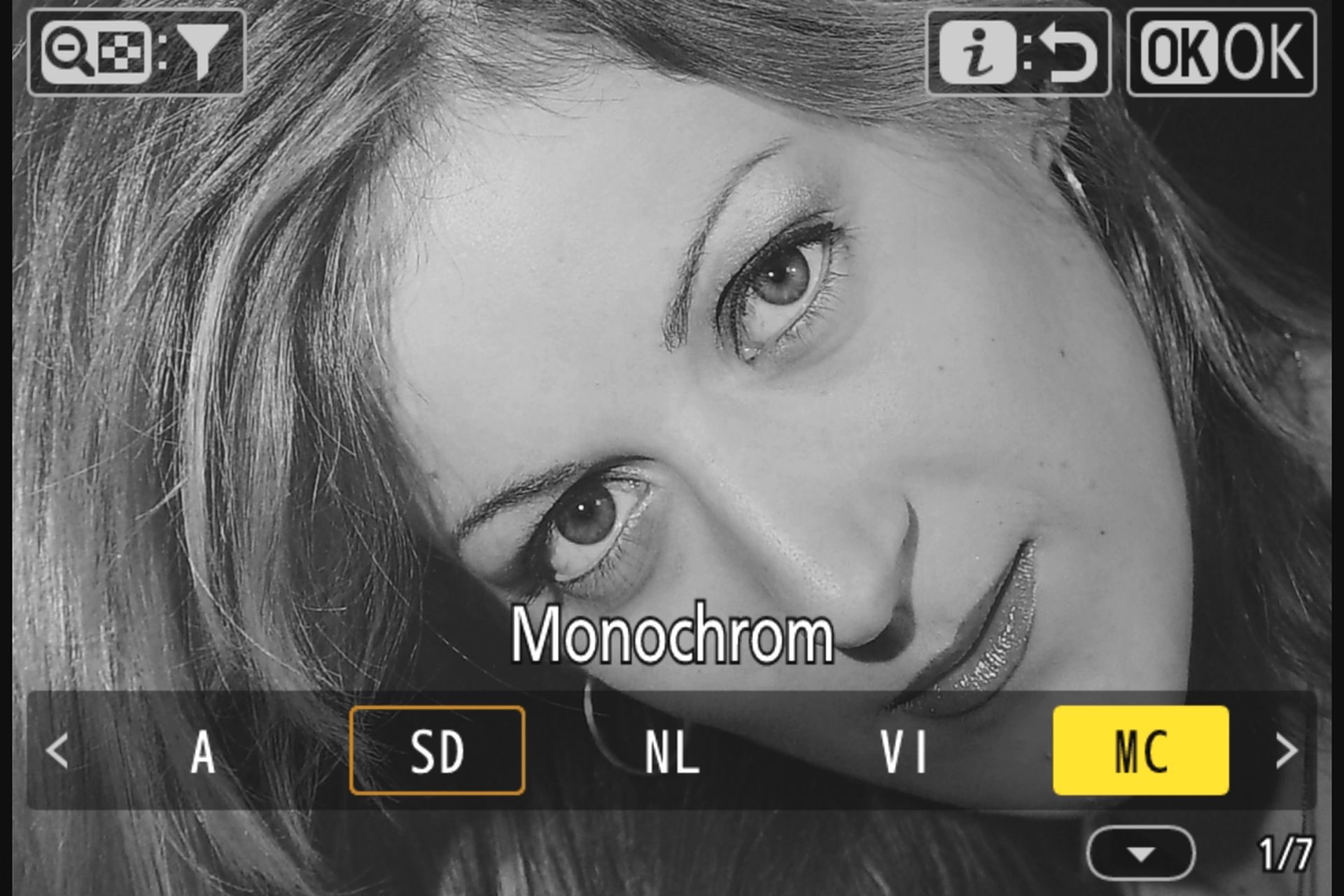 Nikon Z50II «Picture-Control»-Konfiguration: Monochrom.