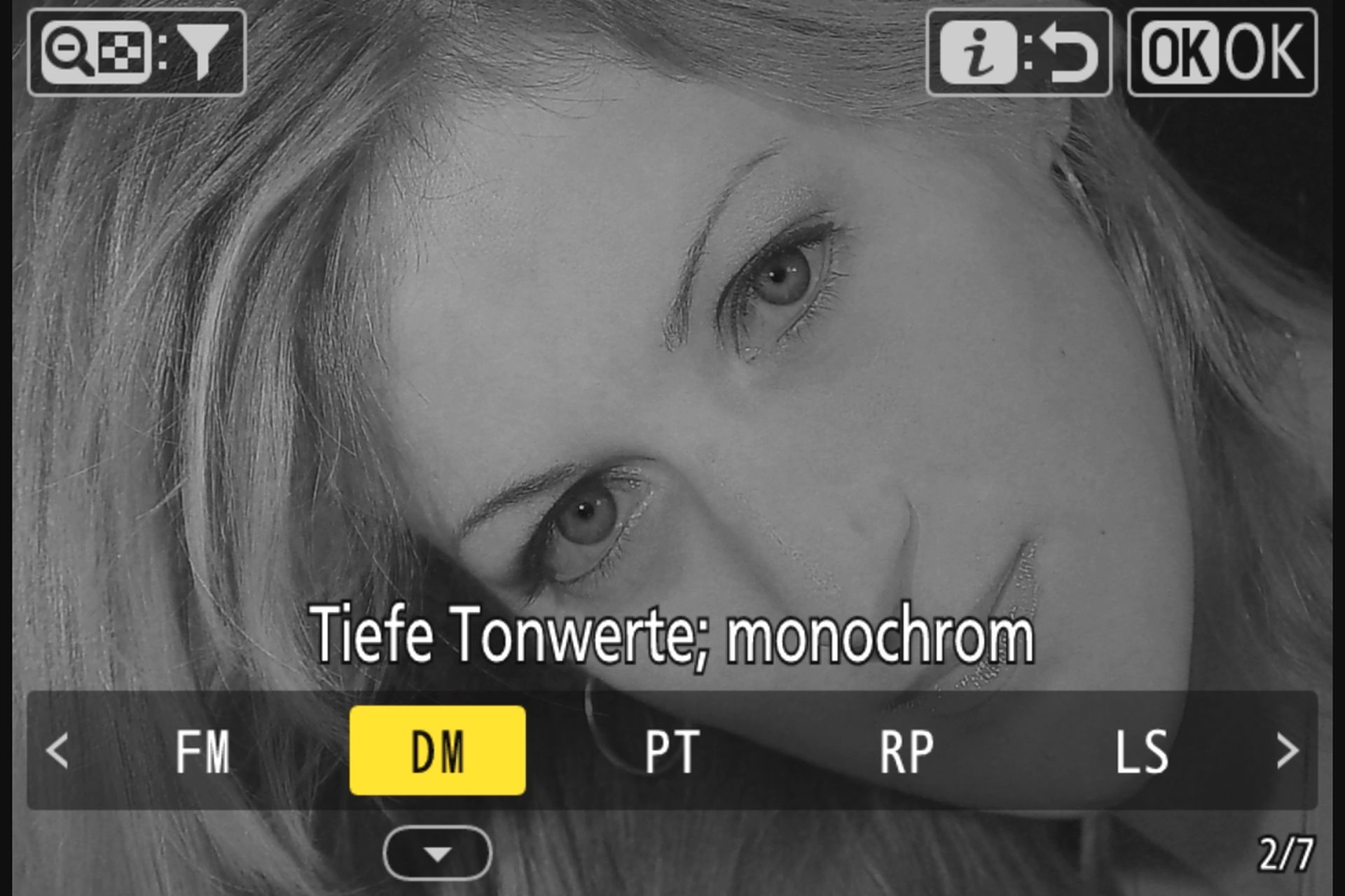 Nikon Z50II «Picture-Control»-Konfiguration: Tiefe Tonwerte; monochrom.