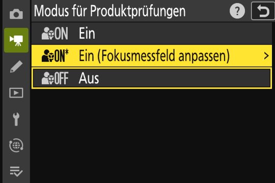 Nikon Z50II Modus für Produktprüfungen: Der Bildbereich, in dem scharf gestellt werden soll, lässt sich einschränken. 