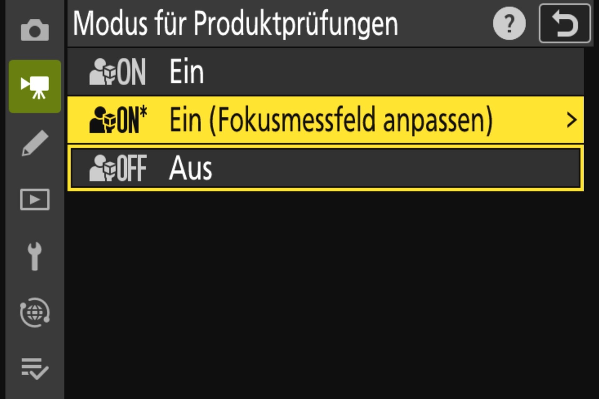 Nikon Z50II Modus für Produktprüfungen: Der Bildbereich, in dem scharf gestellt werden soll, lässt sich einschränken. 