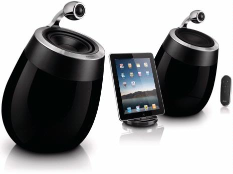 Philips zeigt mit Fidelio SoundSphere wie schön AirPlay aussehen kann. Die handgefertigten Lautsprecher sind ein wahrer Blickfang und sollen den Hörer, dank den speziell angeordneten Hochtönern, auch klanglich in höhere Sphären versetzen.