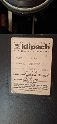 Klipsch La Scala - Factory Black 1988