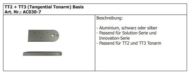 Suche Tonarmbase Clearaudio f&uuml;r TT3