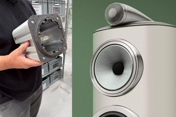 Das Gehäuseinnere ist akustisch immer eine Herausforderung. Wie die drei grossen Kopfmodelle, die ein eigenes Mitteltongehäuse besitzen, arbeitet der 804-D5-Mitteltöner nun ebenfalls intern in einem Aluminiumgehäuse.