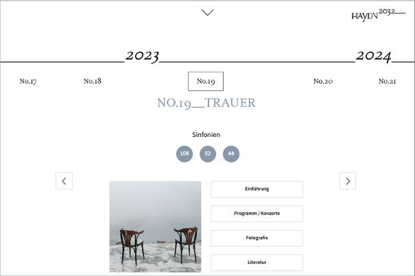 Die Haydn-2032-Website gibt Auskunft über den Projektfortschritt. Die Zeitachse bezieht sich auf den Zeitpunkt der Konzertreihe und der Albumproduktion. Das Album selbst erscheint dann einiges später. Für Vol. 19 dürfte dies Frühling 2026 sein.