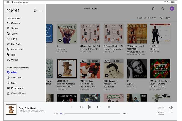 Der grosse Roon-Funktionsumfang ist im übersichtlich gestalteten Menübaum nicht auf Anhieb erkennbar.