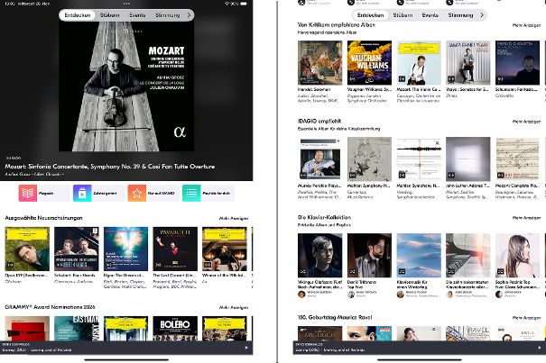 Entdecken: Auf dieser Ebene gelangt man auch auf die Magazin-Seite, die vertiefende Informationen in mehreren Sprachen (DE, EN, FR, ES) anbietet (links).