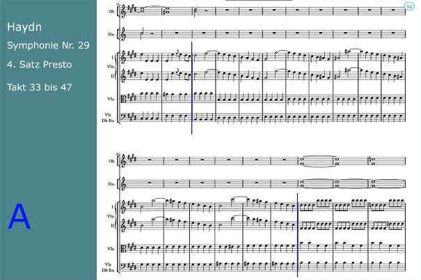 Auch ohne Kenntnisse im Notenlesen sind der «hämmernde» Grundrhythmus der Bratschen und Bässe sowie das fünfmal wiederholte abfallende Viertelmotiv erkennbar.
