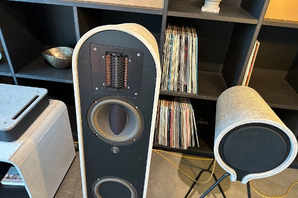 Rowen-Lautsprecher, auf Kundenwunsch in Eternit-Gehäuse verpackt.