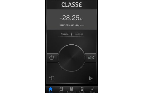 Die Classé-App für Android oder iOS erlaubt die schnelle und dennoch feinfühlige Lautstärke-Einstellung. Auch Eingangswahl, Klangregler und Balance (sowie vieles mehr) werden angeboten.