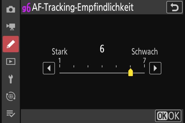 AF-Reaktionsverhalten: Die Tracking-Empfindlichkeit der Nikon Z50II bestimmt das Festhalten der Schärfe auf dem Motiv, wenn ein neues Objekt ins Bild kommt.