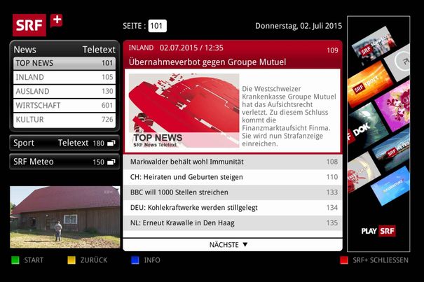 HbbTV bietet auch ein Nachrichtenportal, das die Inhalte von Teletext modern aufbereitet.